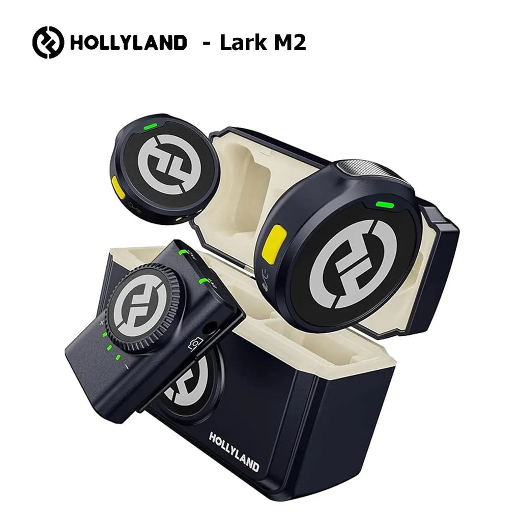 Hollyland Lark M2 Wireless Lavalier Microphone System TX RX Kit 300m Range for iPhone Android Phone Camera Photography Vlog
