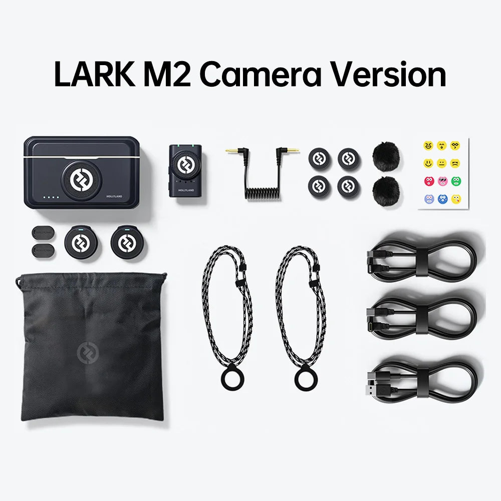 Hollyland Lark M2 Wireless Lavalier Microphone System TX RX Kit 300m Range for iPhone Android Phone Camera Photography Vlog