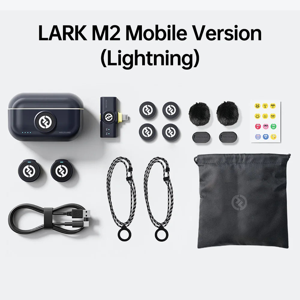 Hollyland Lark M2 Wireless Lavalier Microphone System TX RX Kit 300m Range for iPhone Android Phone Camera Photography Vlog