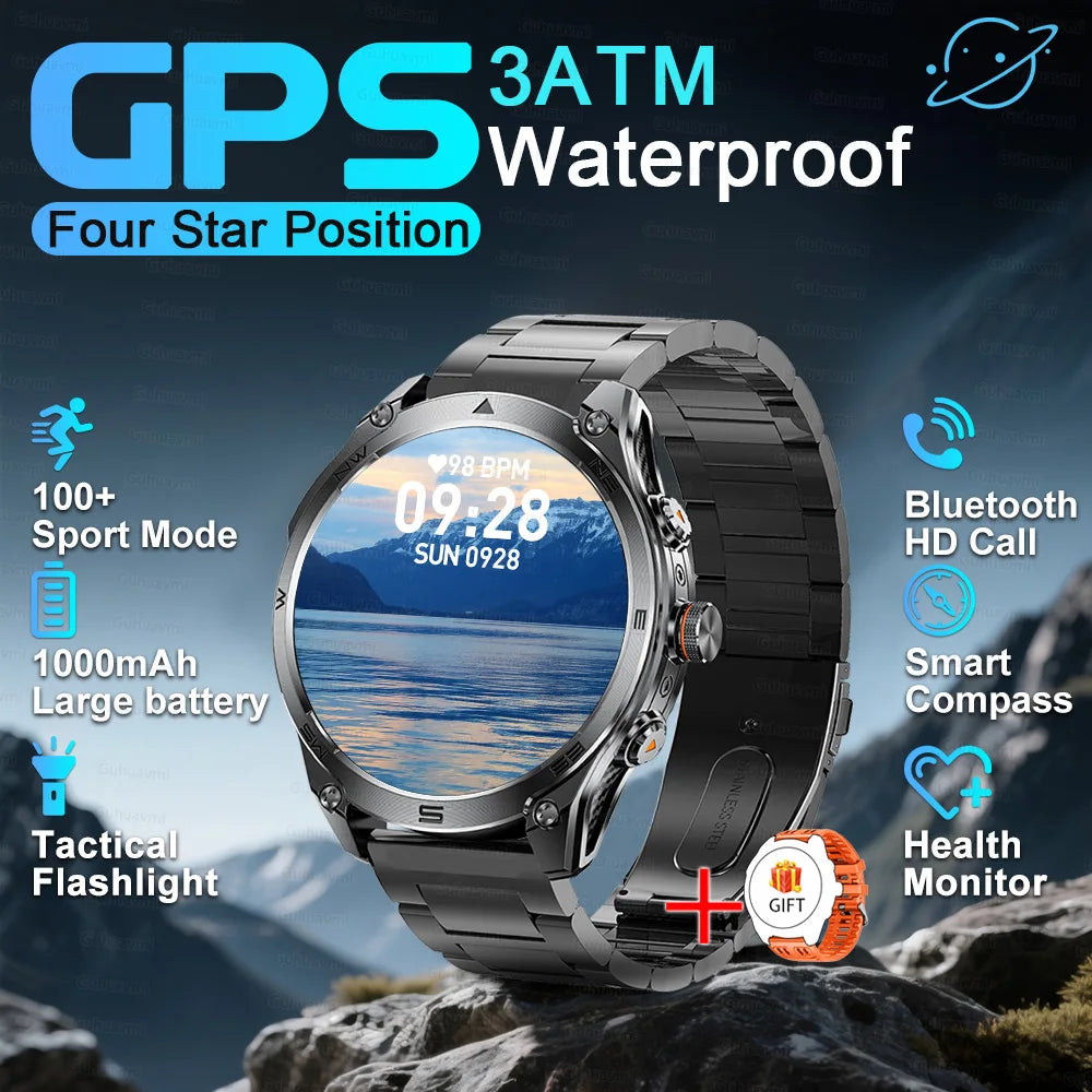 2026 Ultra New Built in GPS Compass Smart Watch 1000mAh Battery 10ATM Waterproof Sports tracker Outdoors Military Smartwatches