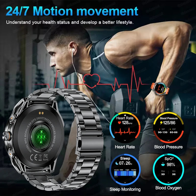 2026 Ultra New Built in GPS Compass Smart Watch 1000mAh Battery 10ATM Waterproof Sports tracker Outdoors Military Smartwatches