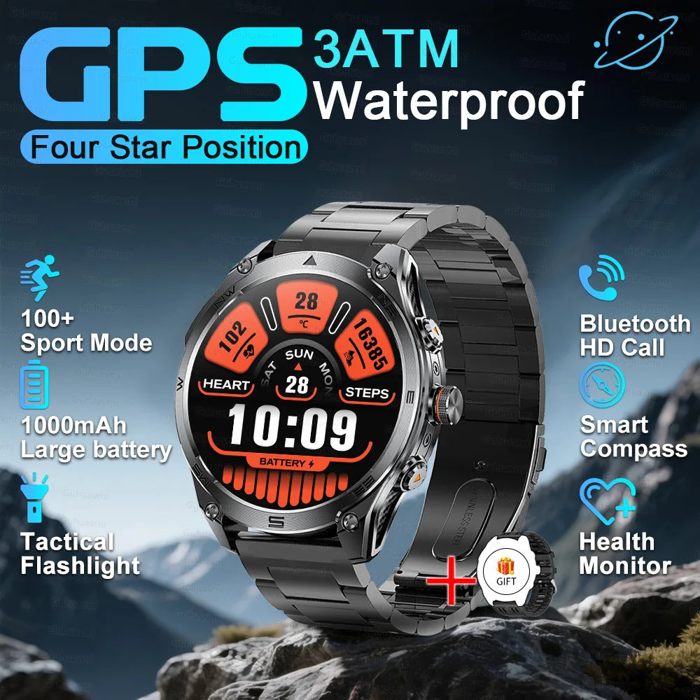 2026 Ultra New Built in GPS Compass Smart Watch 1000mAh Battery 10ATM Waterproof Sports tracker Outdoors Military Smartwatches