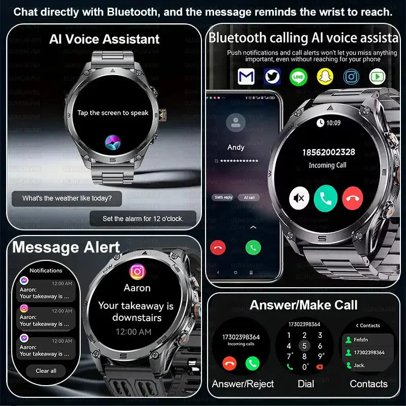 2026 Ultra New Built in GPS Compass Smart Watch 1000mAh Battery 10ATM Waterproof Sports tracker Outdoors Military Smartwatches