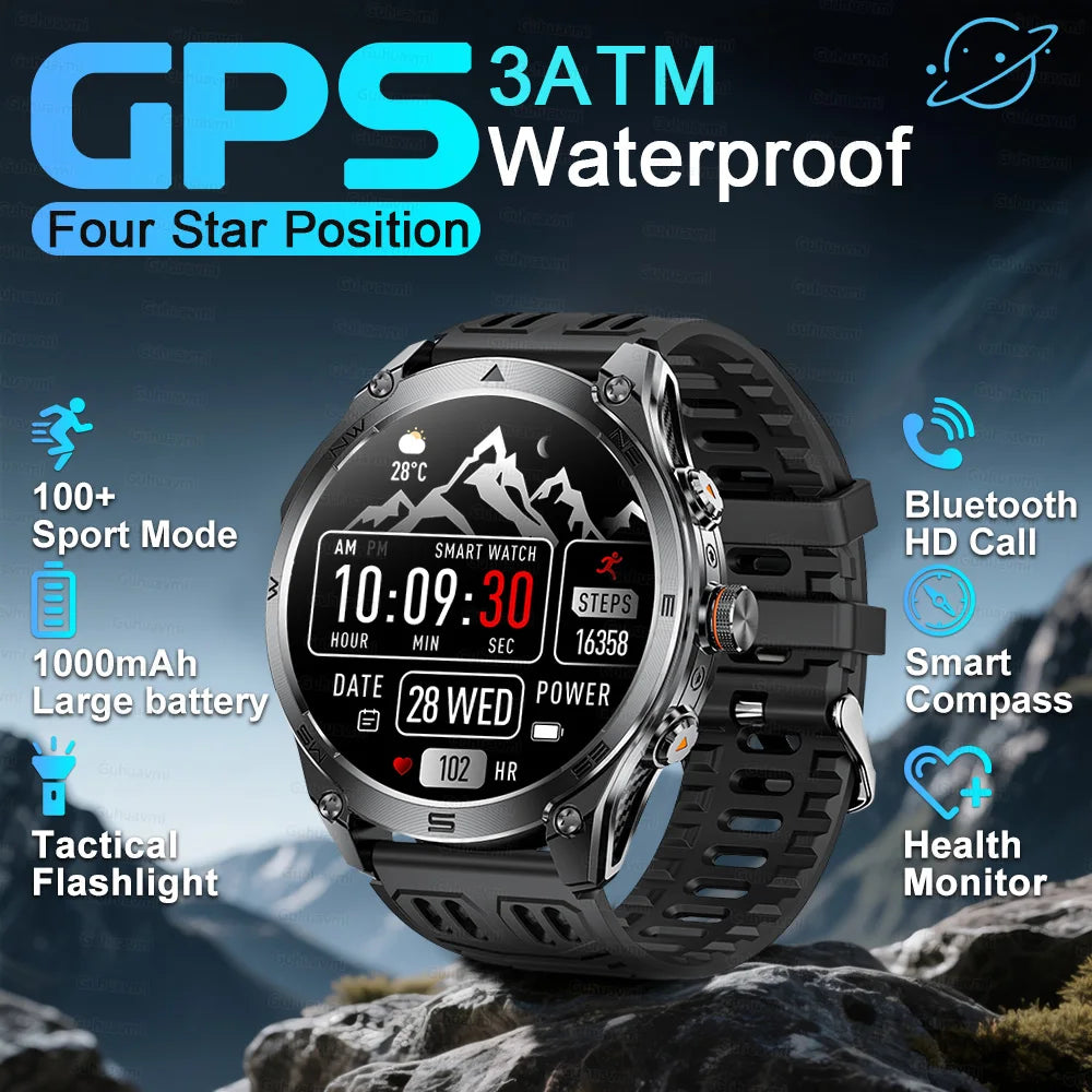 2026 Ultra New Built in GPS Compass Smart Watch 1000mAh Battery 10ATM Waterproof Sports tracker Outdoors Military Smartwatches
